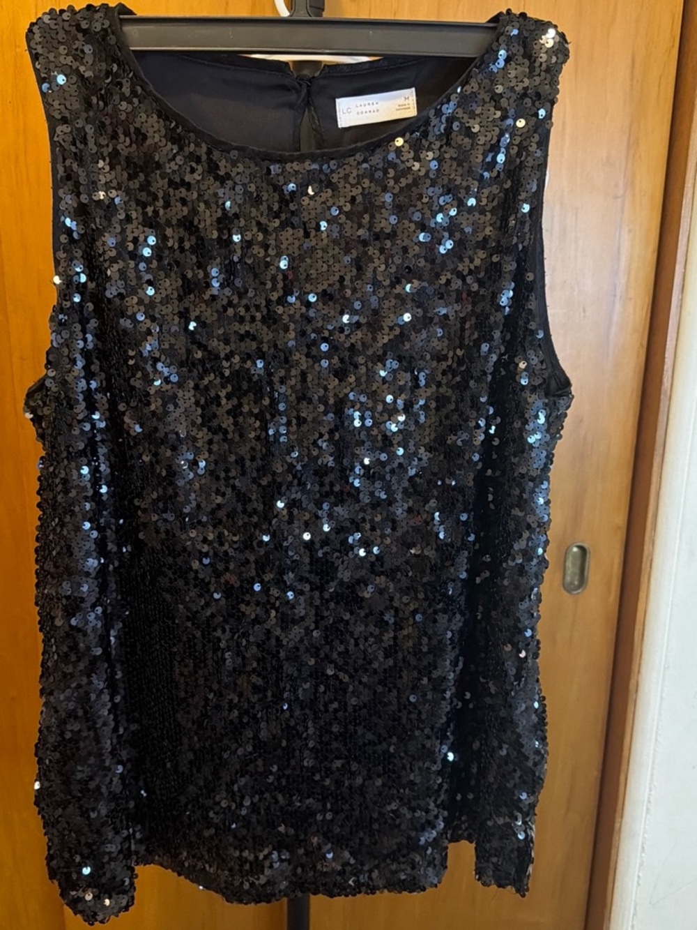 LC Lauren Conrad Black Sequin Sleeveless Tank Top